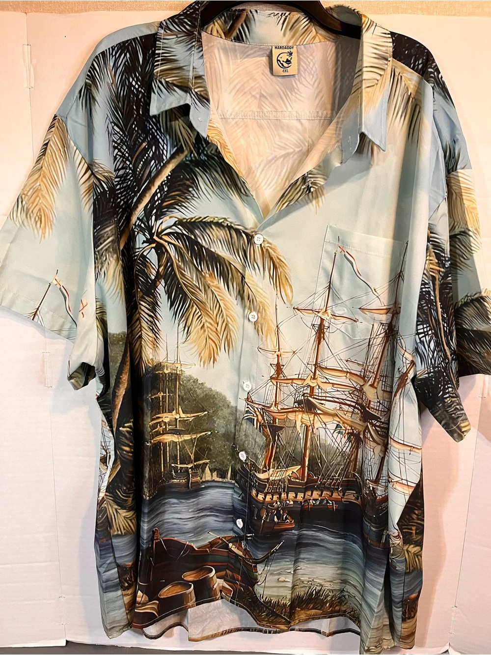 Men's Hardaddy Tropical Pirate Ship Print Short-Sleeve Retired Print